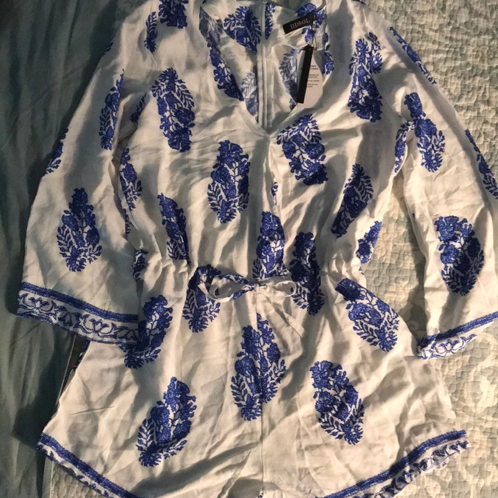DDSOL Blue and white Romper
